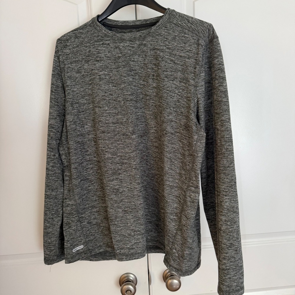 Free Country Mens Micro-Tech Long Sleeve Performance Shirt Charcoal Gray XL